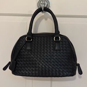 Woven Black Bowler Bag